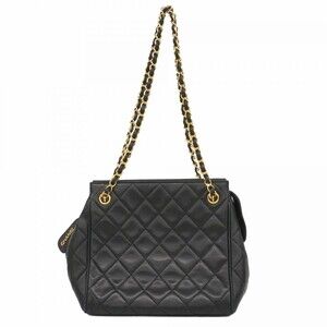 Chanel Matelassé Chain Shoulder Bag, Lambskin, Black, Women's